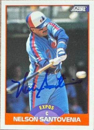 Nelson Santovenia Autographed 1989 Score Baseball Card - Montreal Expos #346 RC