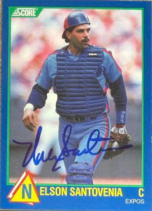 Nelson Santovenia Autographed 1989 Score 100 Rising Stars Baseball Card - Montreal Expos #71