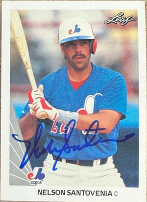 Nelson Santovenia Autographed 1990 Leaf Baseball Card - Montreal Expos #502