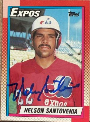 Nelson Santovenia Autographed 1990 Topps Baseball Card - Montreal Expos #614