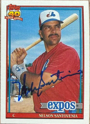 Nelson Santovenia Autographed 1991 Topps Baseball Card - Montreal Expos #744