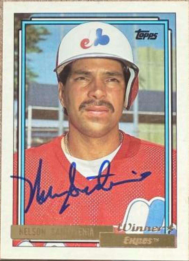 Nelson Santovenia Autographed 1992 Topps Gold Winner Baseball Card - Montreal Expos #732