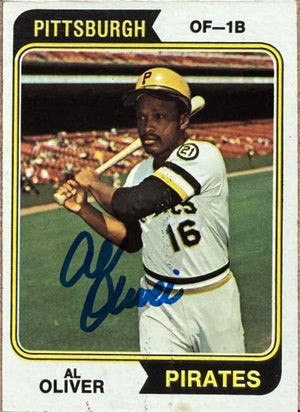 Al Oliver Autographed 1974 Topps Baseball Card - Pittsburgh Pirates #52