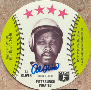 Al Oliver Autographed 1976 Isaly's / Sweet William Discs Baseball Card - Pittsburgh Pirates #NNO