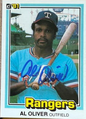 Al Oliver Autographed 1981 Donruss Baseball Card - Texas Rangers #387