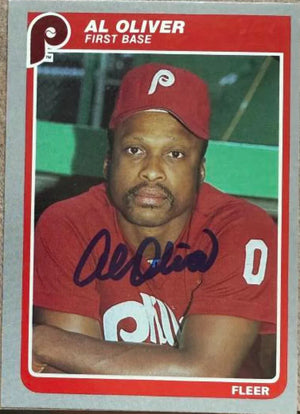 Al Oliver Autographed 1985 Fleer Baseball Card - Philadelphia Phillies #282