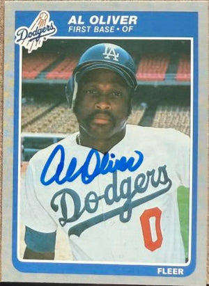 Al Oliver Autographed 1985 Fleer Update Baseball Card - Los Angeles Dodgers #84
