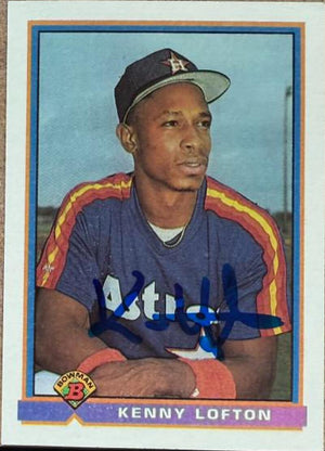 Kenny Lofton Autographed 1991 Bowman Baseball Card - Houston Astros #565 RC