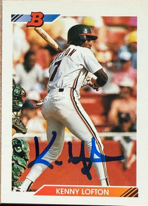 Kenny Lofton Autographed 1992 Bowman Baseball Card - Cleveland Indians