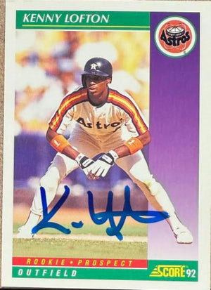 Kenny Lofton Autographed 1992 Score Baseball Card - Houston Astros #845