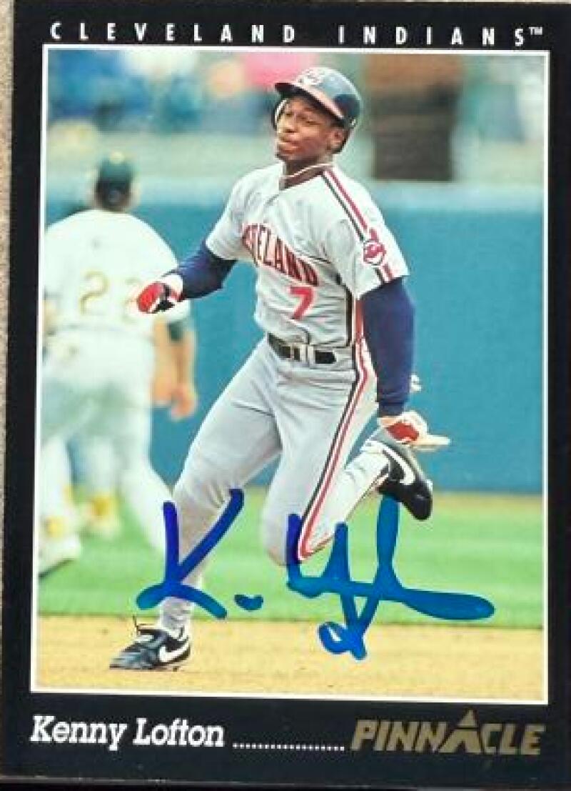 Kenny Lofton Autographed 1993 Pinnacle Baseball Card - Cleveland Indians #40