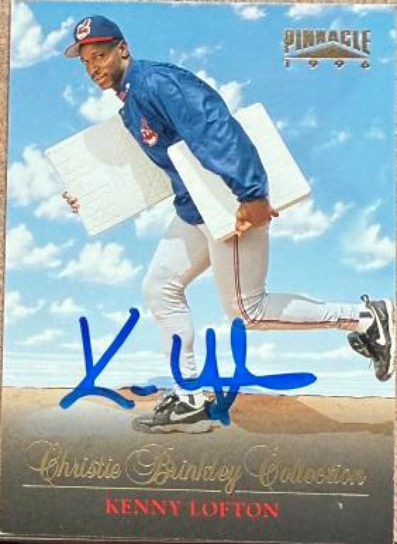 Kenny Lofton Autographed 1996 Pinnacle Christie Brinkley Collection Baseball Card - Cleveland Indians #16