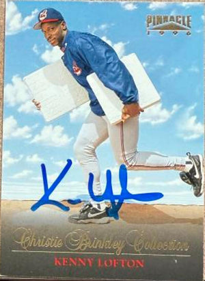 Kenny Lofton Autographed 1996 Pinnacle Christie Brinkley Collection Baseball Card - Cleveland Indians #16