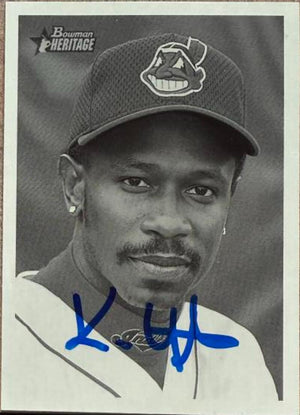 Kenny Lofton Autographed 2001 Bowman Heritage Baseball Card - Cleveland Indians #122