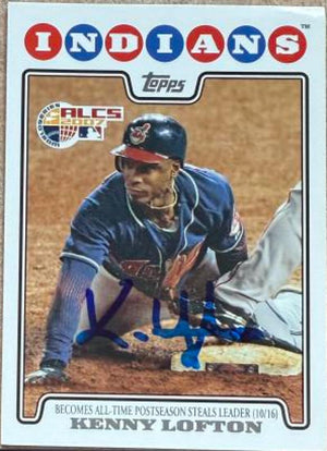 Kenny Lofton Autographed 2008 Topps Baseball Card - Cleveland Indians #128