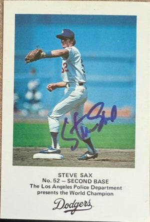 Steve Sax Autographed 1982 Los Angeles Dodgers Police SGA - Los Angeles Dodgers #NNO