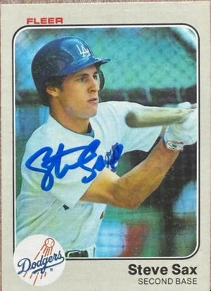 Steve Sax Autographed 1983 Fleer - Los Angeles Dodgers #220