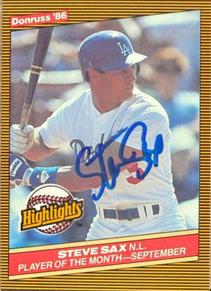 Steve Sax Autographed 1986 Donruss Highlights - Los Angeles Dodgers #50 ID: 162961