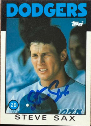 Steve Sax Autographed 1986 Topps TIFFANY - Los Angeles Dodgers #175