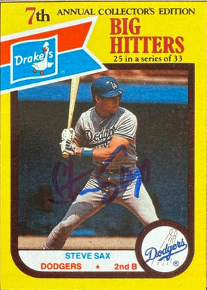 Steve Sax Autographed 1987 Drake's Big Hitters / Super Pitchers - Los Angeles Dodgers #25