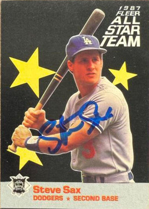 Steve Sax Autographed 1987 Fleer All Star Team - Los Angeles Dodgers #4