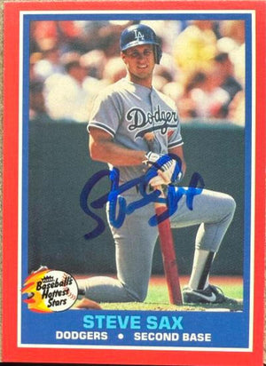 Steve Sax Autographed 1987 Fleer Baseball's Hottest Stars - Los Angeles Dodgers #34