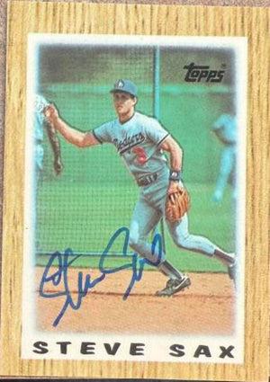 Steve Sax Autographed 1987 Topps Major League Leaders Minis - Los Angeles Dodgers #15