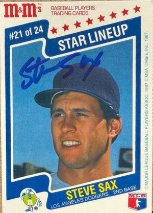 Steve Sax Autographed 1987 M&M's Star Lineup - Los Angeles Dodgers #21