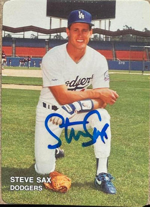 Steve Sax Autographed 1987 Mother's Cookies Los Angeles Dodgers SGA - Los Angeles Dodgers #3