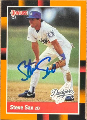 Steve Sax Autographed 1988 Donruss Baseball's Best - Los Angeles Dodgers #204