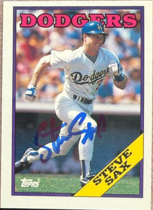 Steve Sax Autographed 1988 Topps TIFFANY - Los Angeles Dodgers #305