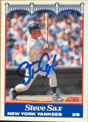 Steve Sax Autographed 1989 Score National Westminster Banks - New York Yankees SGA #2