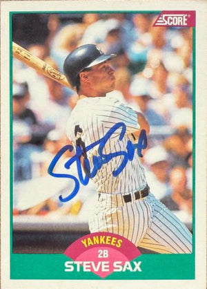 Steve Sax Autographed 1989 Score Rookie & Traded - New York Yankees #20T