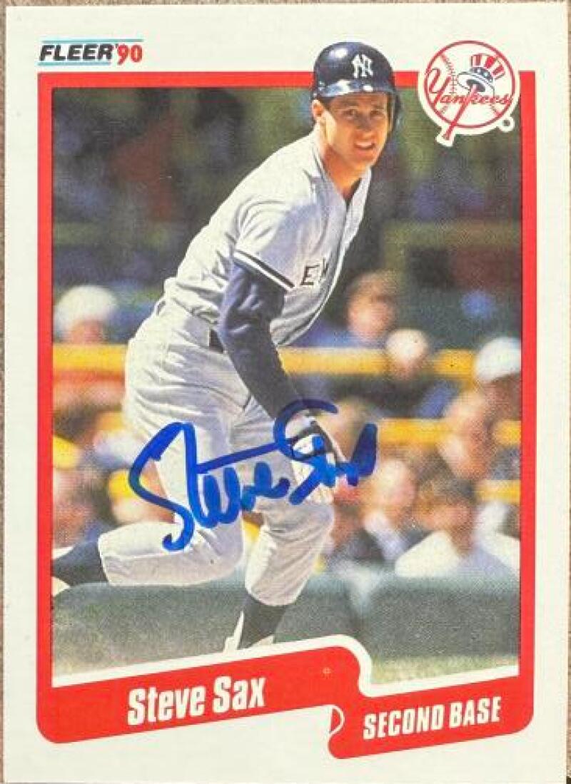 Steve Sax Autographed 1990 Fleer - New York Yankees #455