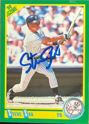 Steve Sax Autographed 1990 Score - New York Yankees #125