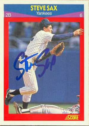 Steve Sax Autographed 1990 Score 100 Superstars - New York Yankees #2