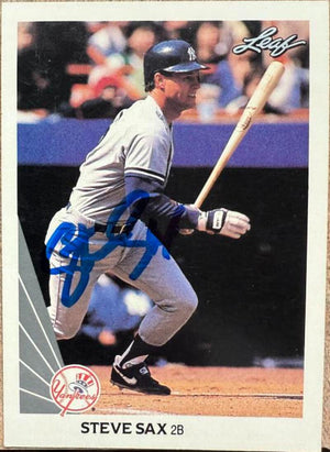 Steve Sax Autographed 1990 Leaf - New York Yankees #96