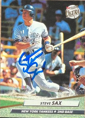 Steve Sax Autographed 1992 Fleer Ultra - New York Yankees #108