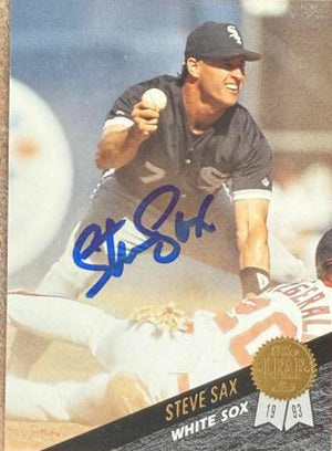 Steve Sax Autographed 1993 Leaf - Chicago White Sox #107