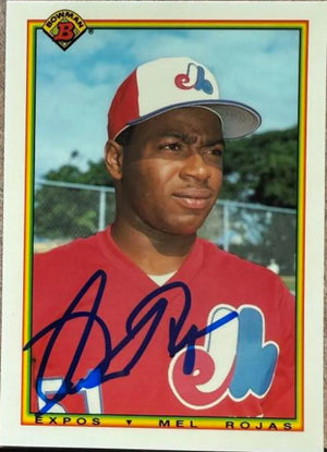 Mel Rojas Signed 1990 Bowman TIFFANY Baseball Card - Montreal Expos