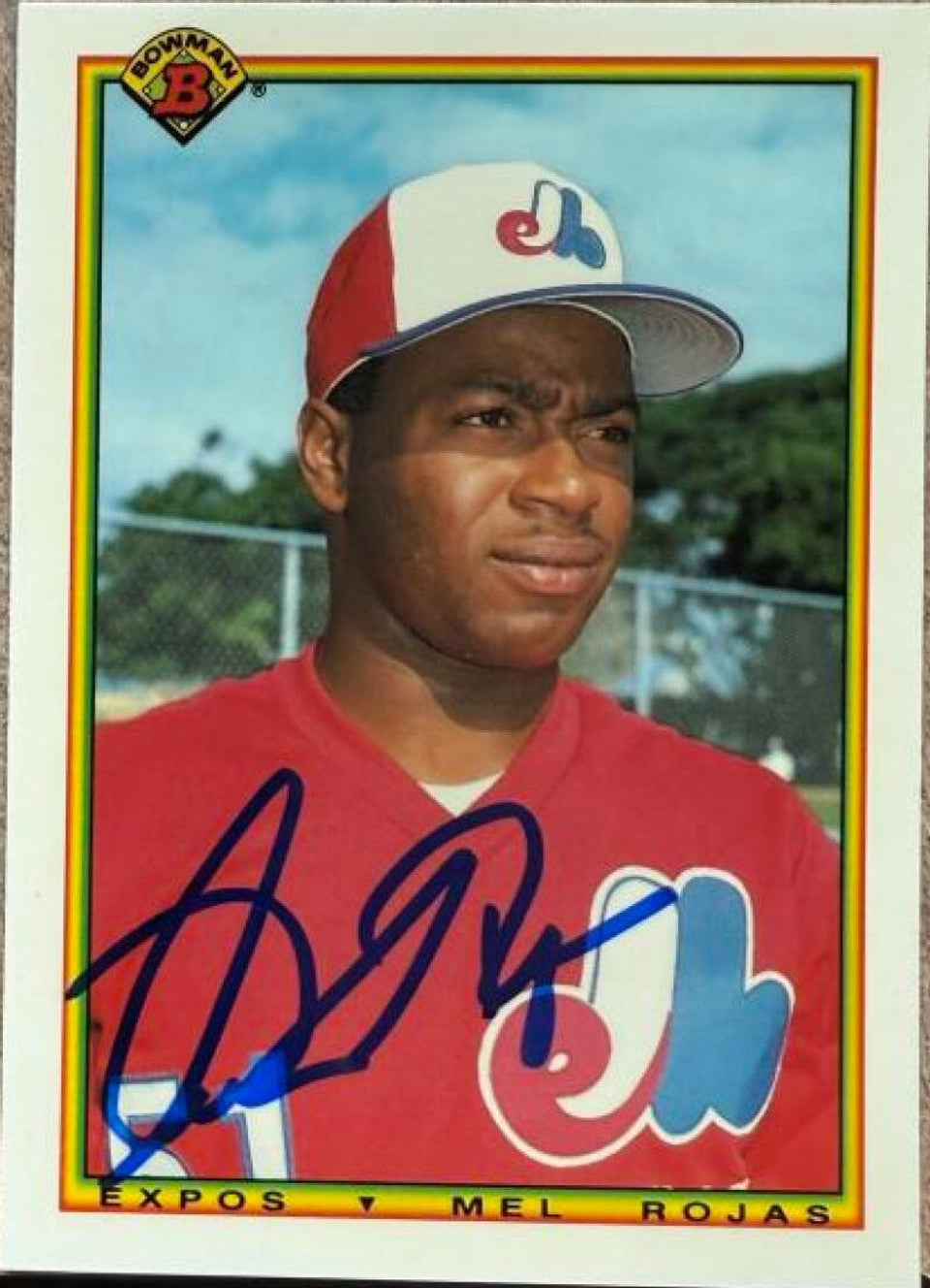 Mel Rojas Signed 1990 Bowman TIFFANY Baseball Card - Montreal Expos