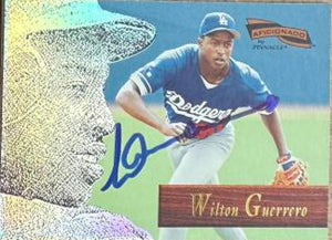Wilton Guerrero Signed 1996 Pinnacle Aficionado Baseball Card - Los Angeles Dodgers #180 RC