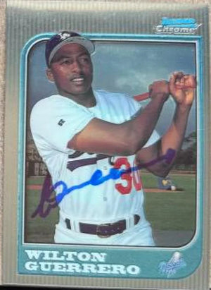 Wilton Guerrero Signed 1997 Bowman Chrome Baseball Card - Los Angeles Dodgers #129