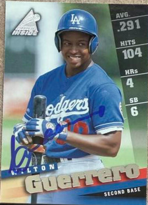 Wilton Guerrero Signed 1998 Pinnacle Inside Baseball Card - Los Angeles Dodgers #87