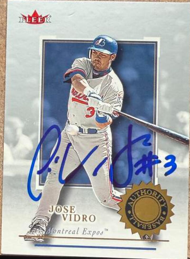 Jose Vidro Signed 2001 Fleer Authority Baseball Card - Montreal Expos #20