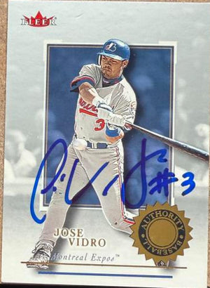 Jose Vidro Signed 2001 Fleer Authority Baseball Card - Montreal Expos #20