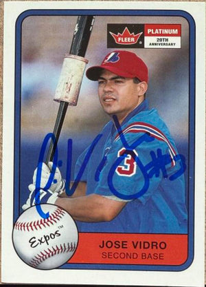 Jose Vidro Signed 2001 Fleer Platinum Baseball Card - Montreal Expos #174