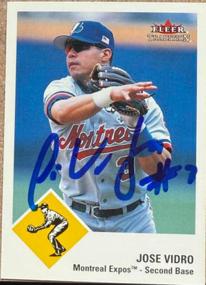 Jose Vidro Signed 2003 Fleer Tradition Baseball Card - Montreal Expos #177