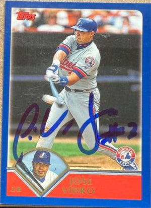 Jose Vidro Signed 2003 Topps Baseball Card - Montreal Expos #8 ID: 163343