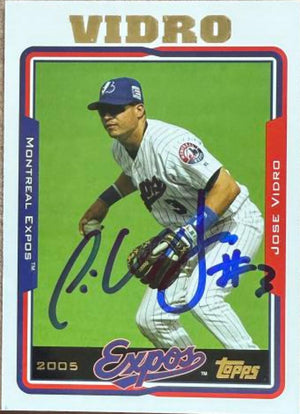 Jose Vidro Signed 2005 Topps Baseball Card - Montreal Expos #60